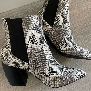 Snakeskin booties